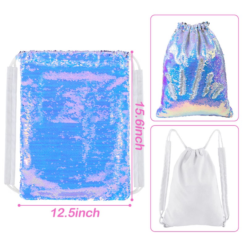 MHJY Sparkly Drawstring Backpack Mermaid Sequin Dance Bag Sports Gym Beach Swim Backpack Birthday Easter Gift Bag - Image 5